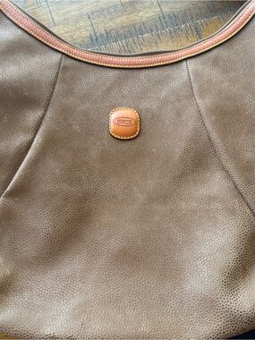Beautiful large leather Brics shoulder saddle bag pebbled/distressed like new.